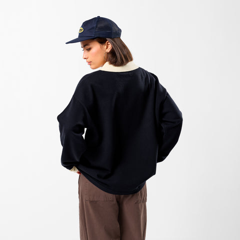Winter3 / Icon Knitted Longsleeve Polo - Navy