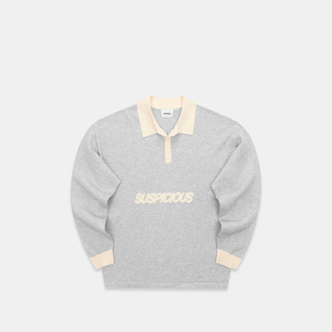 Winter3 / Icon Knitted Longsleeve Polo - Neutral Heather