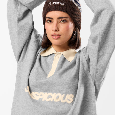 Winter3 / Icon Knitted Longsleeve Polo - Neutral Heather