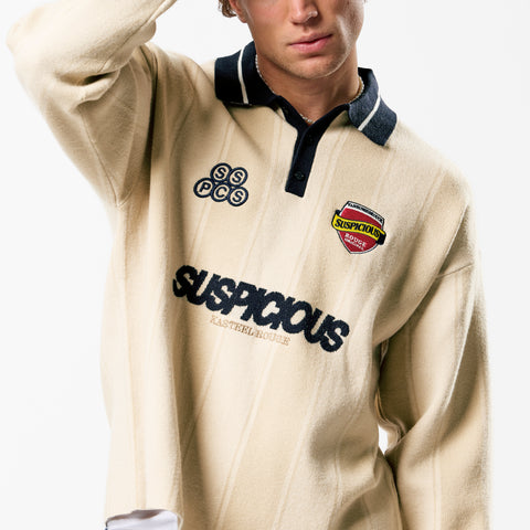 Winter4 / Kasteel Longsleeve Knitted Polo - Washed Clay