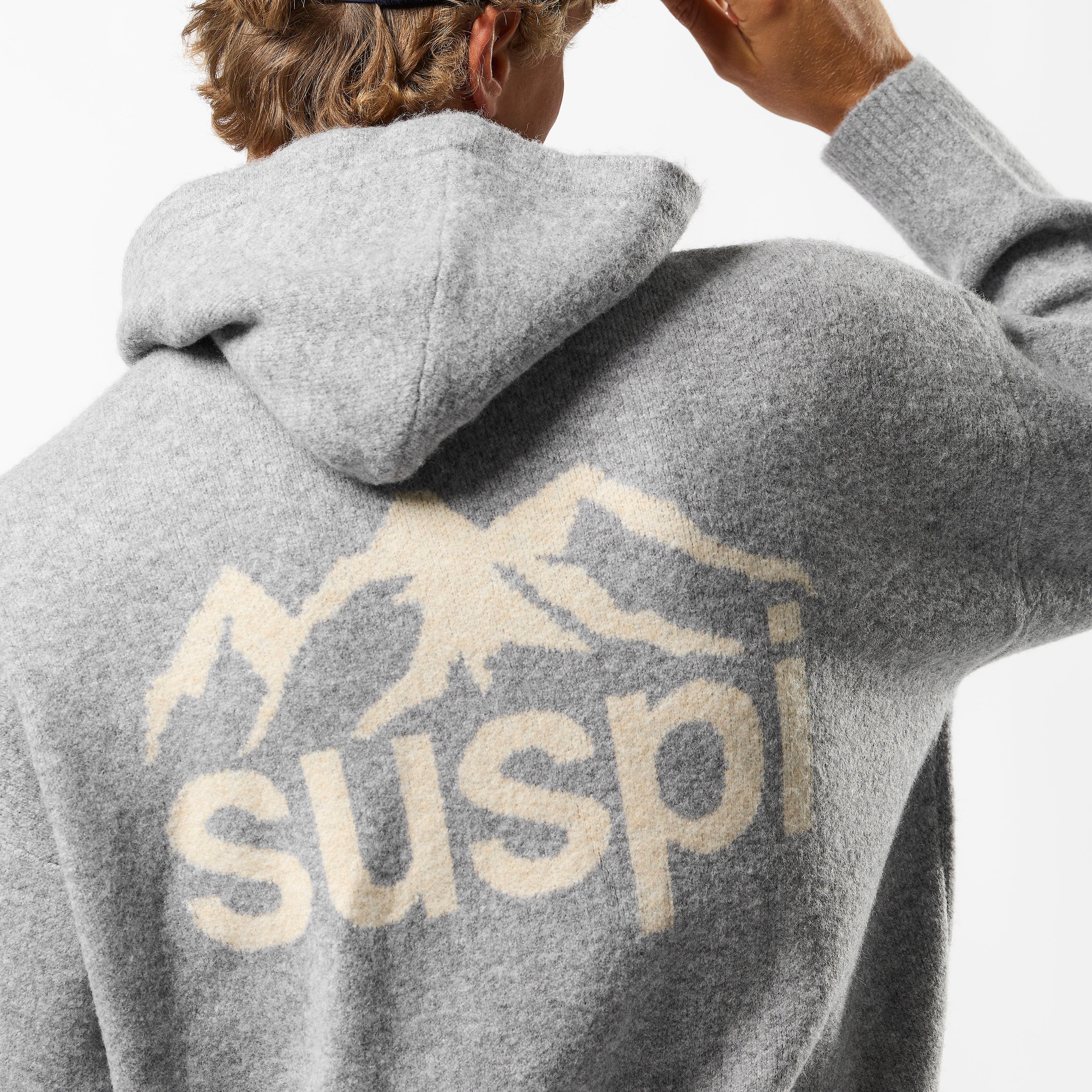 Landscape Knitted Hoodie - Heather Grey – Suspicious Antwerp Landscape Knitted Hoodie - Heather Grey – Suspicious Antwerp