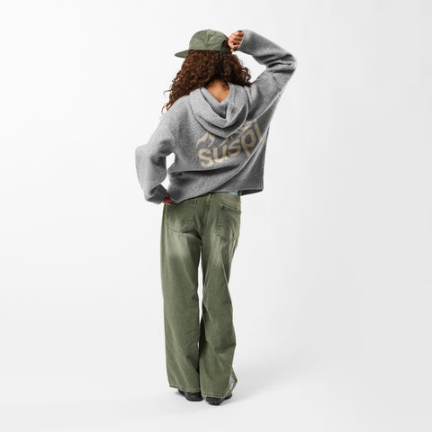 Winter1 / Landscape Knitted Hoodie - Heather Grey