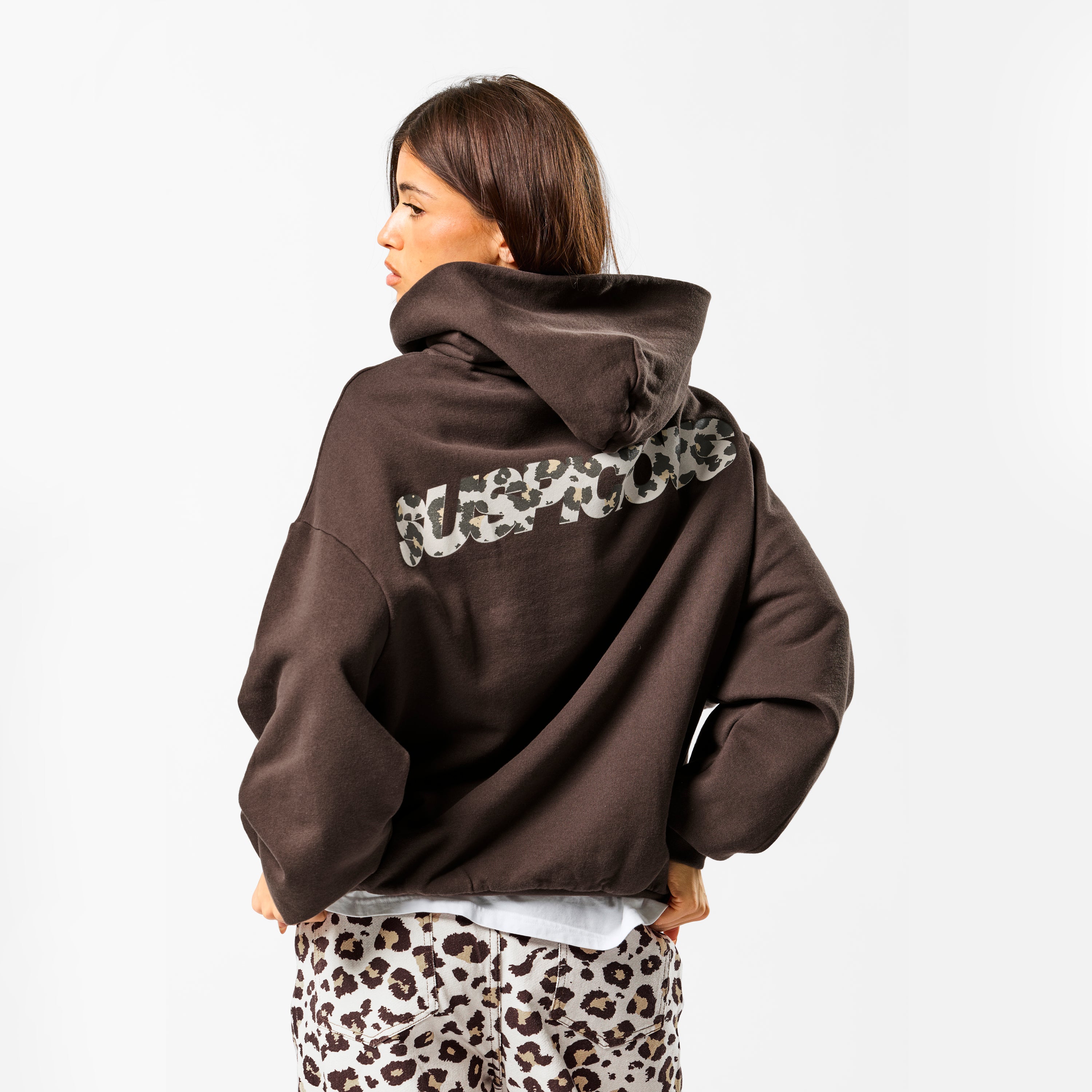 Leopard Base Hoodie - Espresso – Suspicious Antwerp