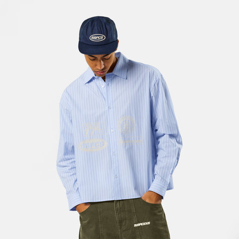 Off Season / Line Up Striped Longsleeve Shirt - Light Blue