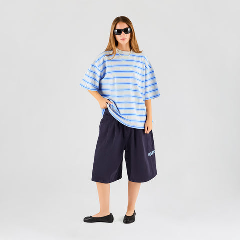 Summer Breeze / Mirror Striped Tee - Heather & Blue