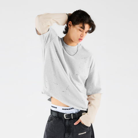 Winter 2 / Painter Layered Waffle Longsleeve - Heather Grey