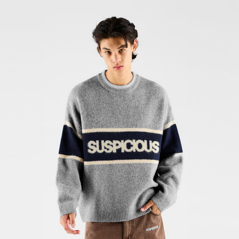 Winter 2 / Panel Knitted Sweat - Heather Grey