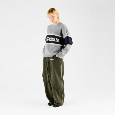 Winter 2 / Panel Knitted Sweat - Heather Grey