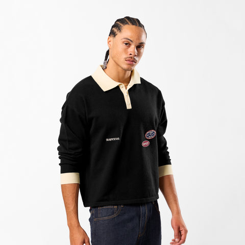 Winter3 / Patch Patrol Knitted Longsleeve Polo - Black