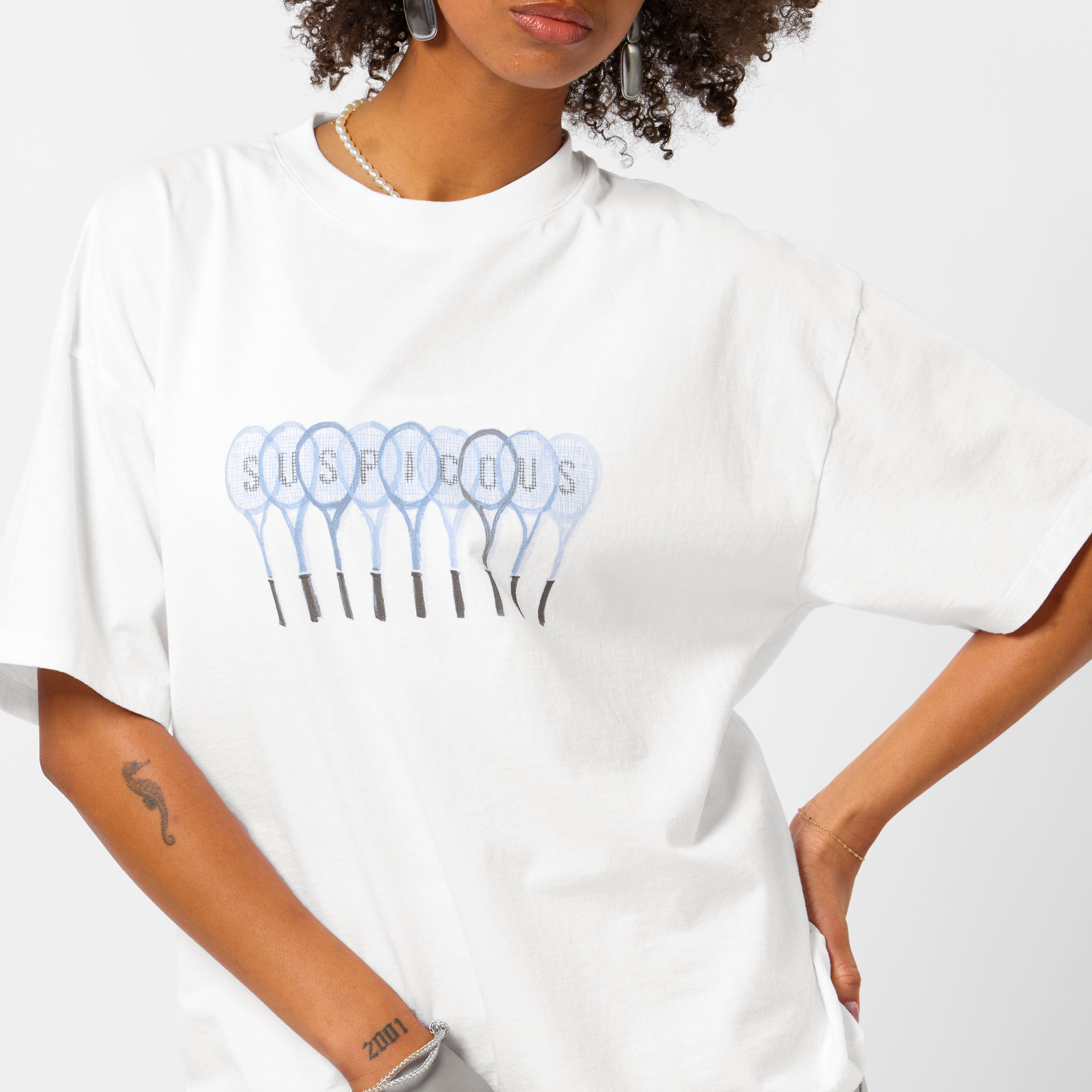 Rackets Tee - White – Suspicious Antwerp