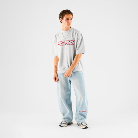 Summer Stripes / Red Layered SSPCS Applique Tee - Ash