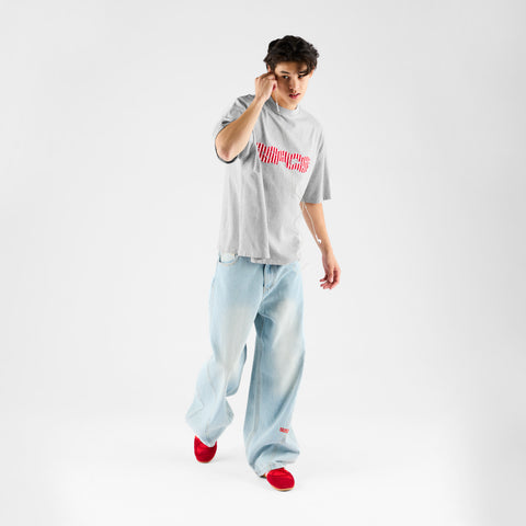 Summer Stripes / Red Striped SSPCS Applique Tee - Ash