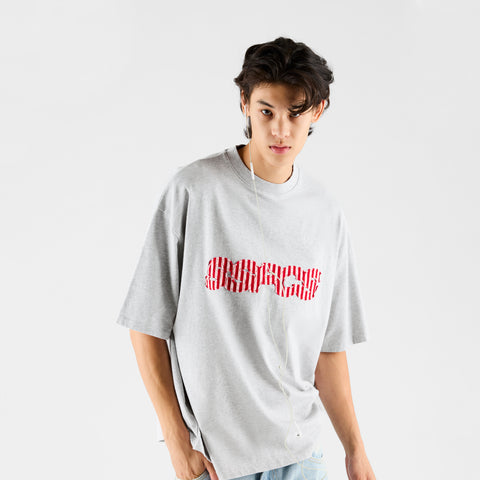 Summer Stripes / Red Striped SSPCS Applique Tee - Ash