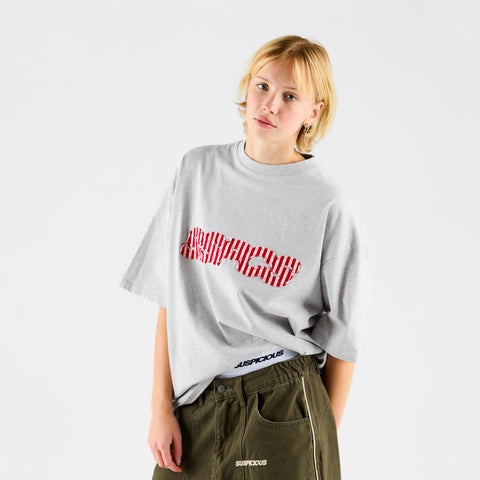 Summer Stripes / Red Striped SSPCS Applique Tee - Ash
