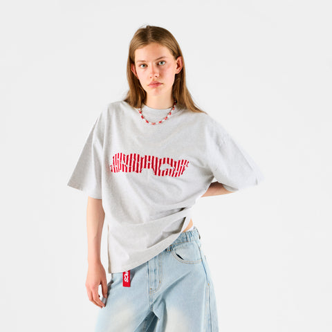 Summer Stripes / Red Striped SSPCS Applique Tee - Ash