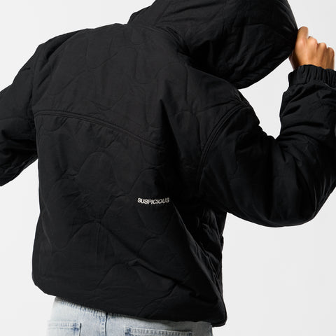 Fall / Reversible Canvas Hooded Jacket - Black