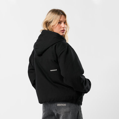 Fall / Reversible Canvas Hooded Jacket - Black
