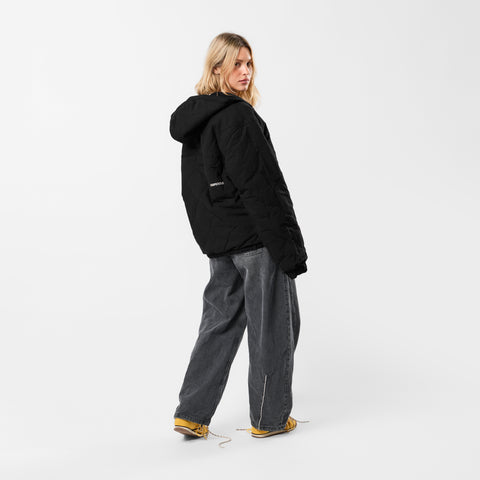 Fall / Reversible Canvas Hooded Jacket - Black