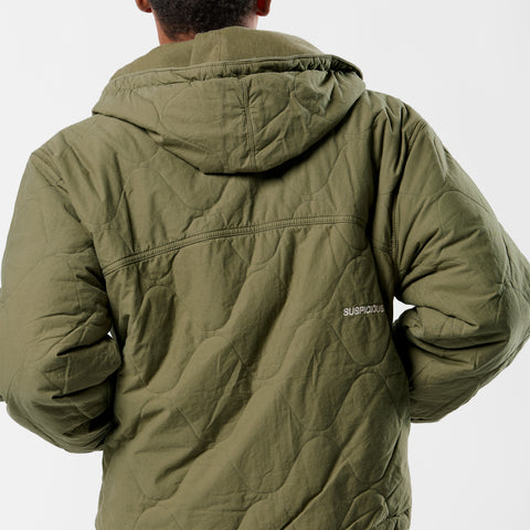 Fall / Reversible Canvas Hooded Jacket - Lichen Green