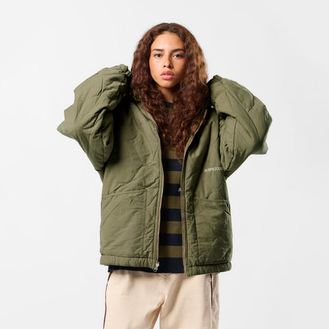 Fall / Reversible Canvas Hooded Jacket - Lichen Green