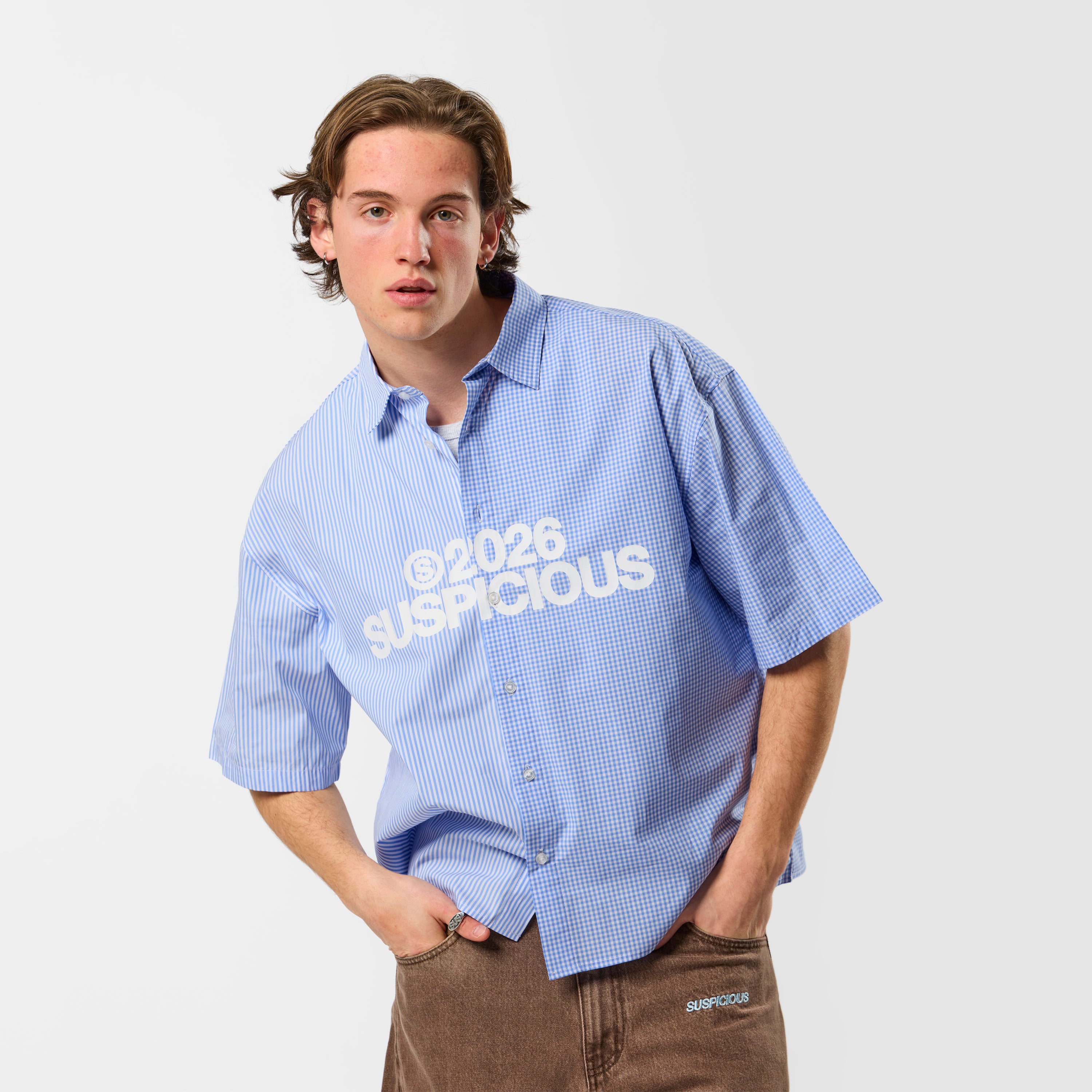 S2026 Split Shortsleeve Shirt - Light Blue – Suspicious Antwerp