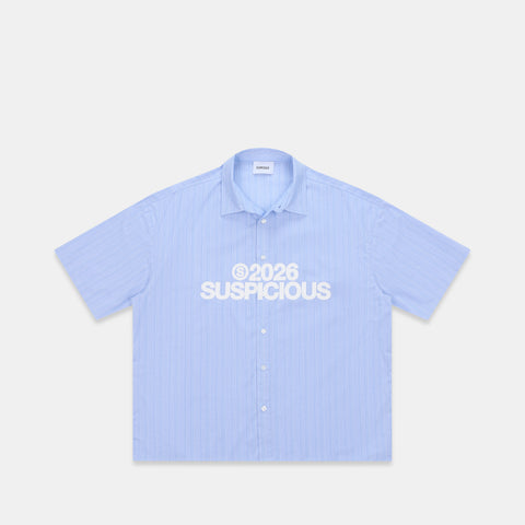 Spring 1 / S2026 Striped Shortsleeve Shirt - Light Blue & White
