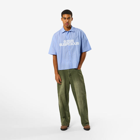 Spring 1 / S2026 Striped Shortsleeve Shirt - Light Blue & White