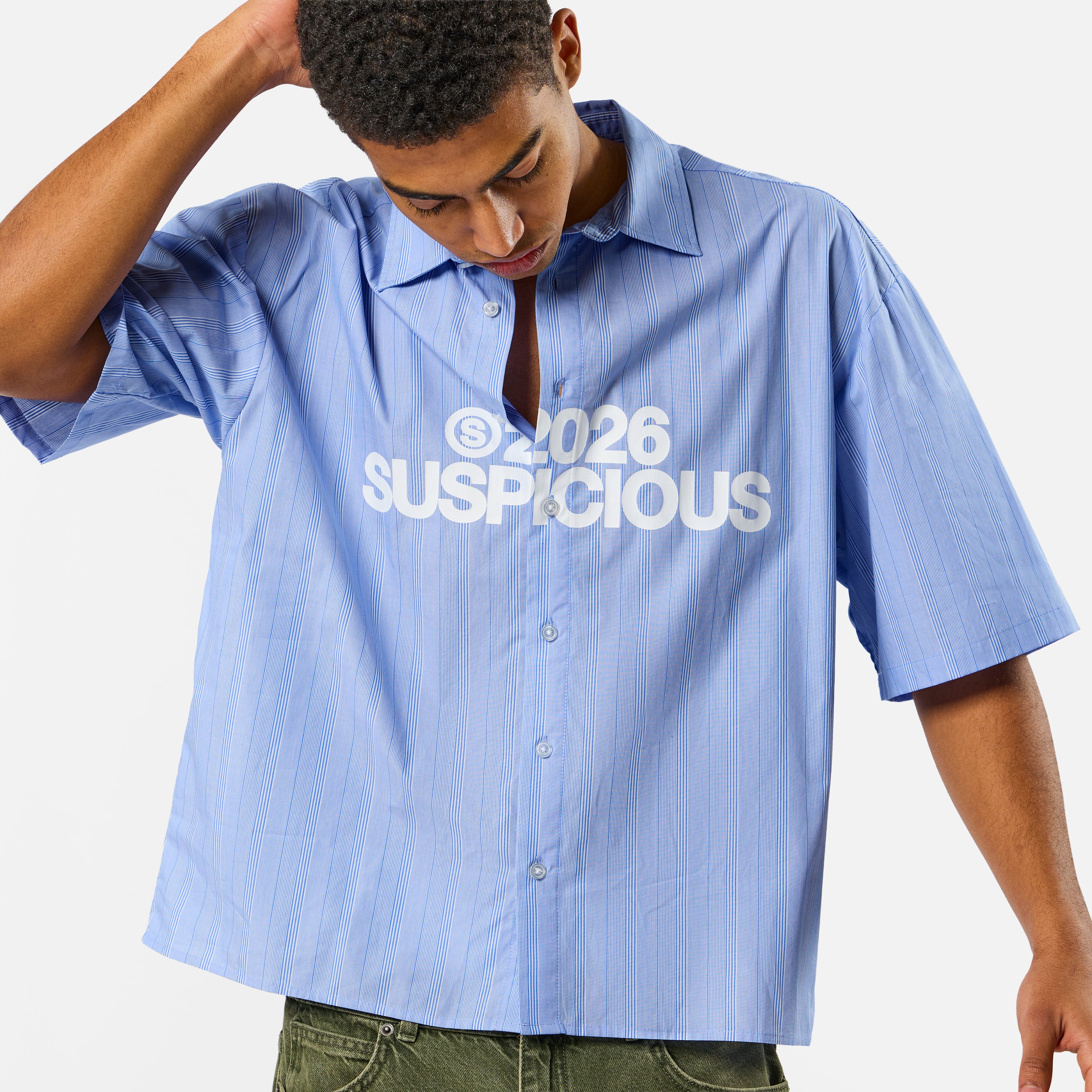 S2026 Striped Shortsleeve Shirt - Light Blue & White – Suspicious