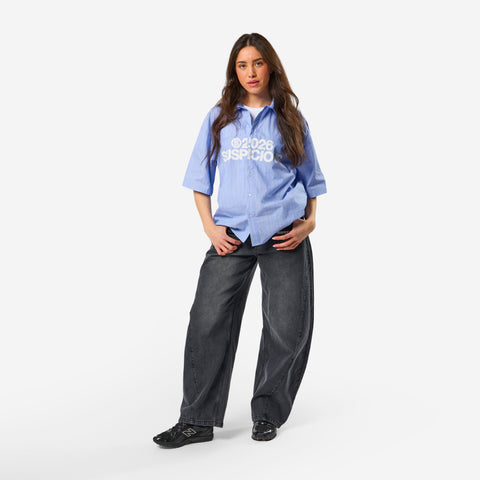 Spring 1 / S2026 Striped Shortsleeve Shirt - Light Blue & White