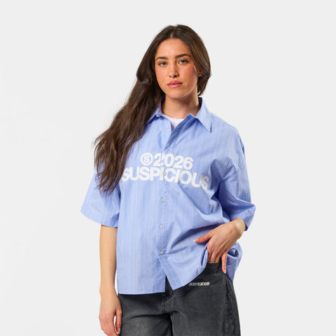 Spring 1 / S2026 Striped Shortsleeve Shirt - Light Blue & White