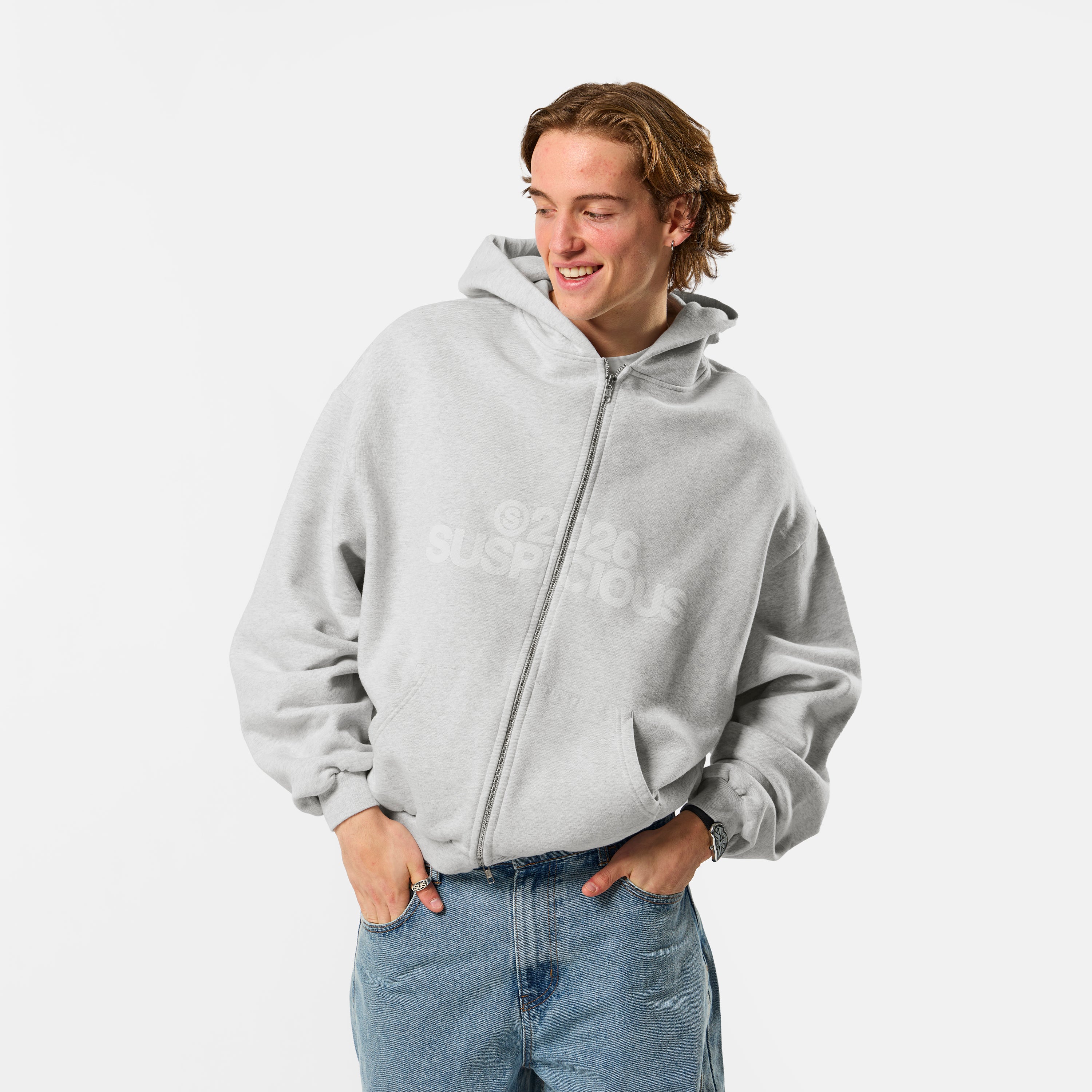 S2026 Zip-Up Hoodie - Ash – Suspicious Antwerp