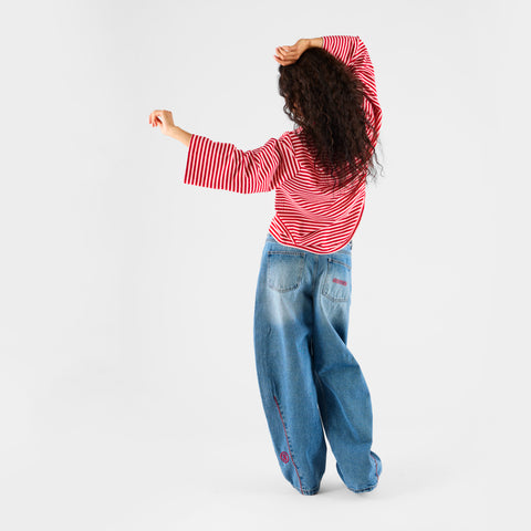 Summer Stripes / SSPCS Applique Striped Longsleeve - Red