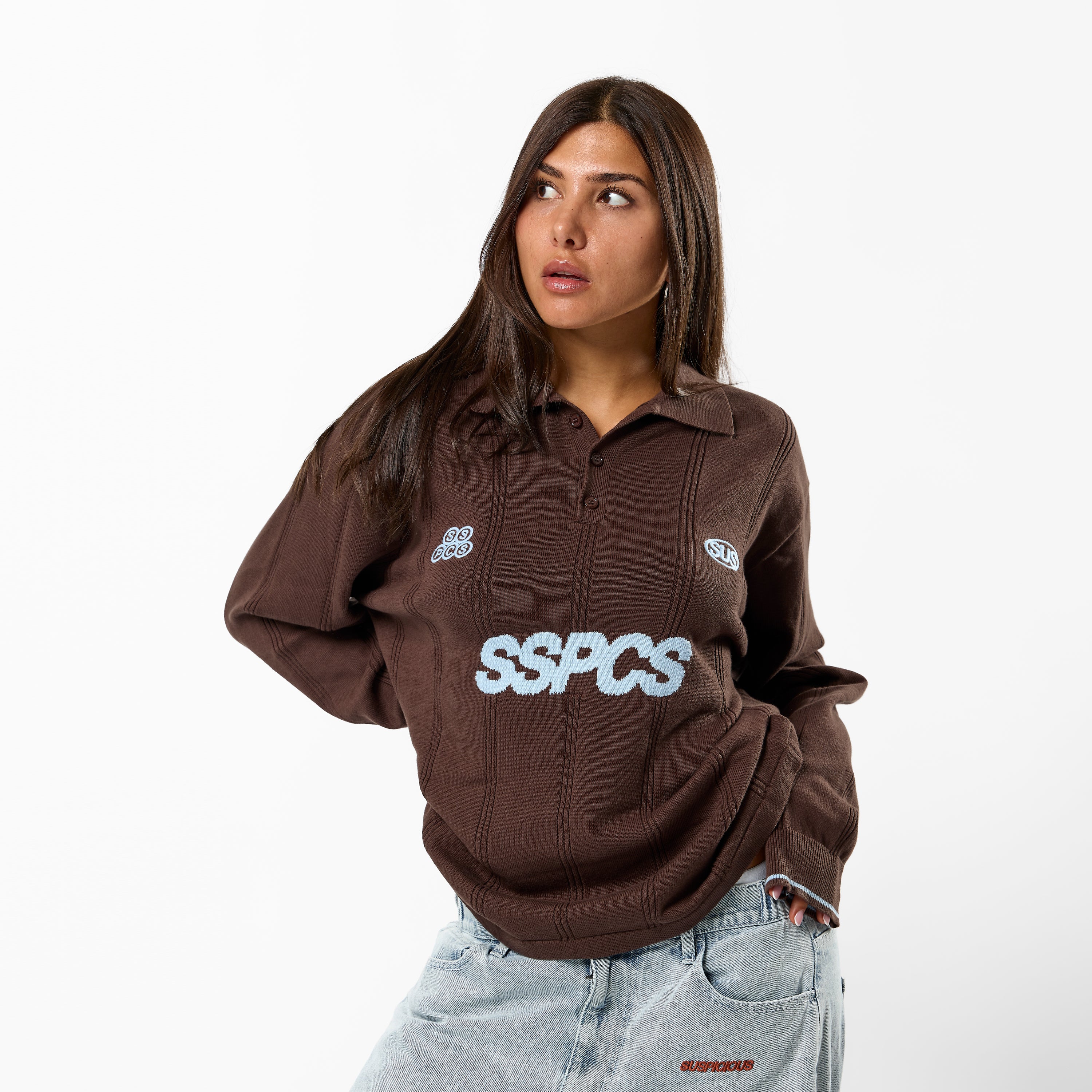 SSPCS Club Longsleeve Cotton Polo - Brown – Suspicious Antwerp