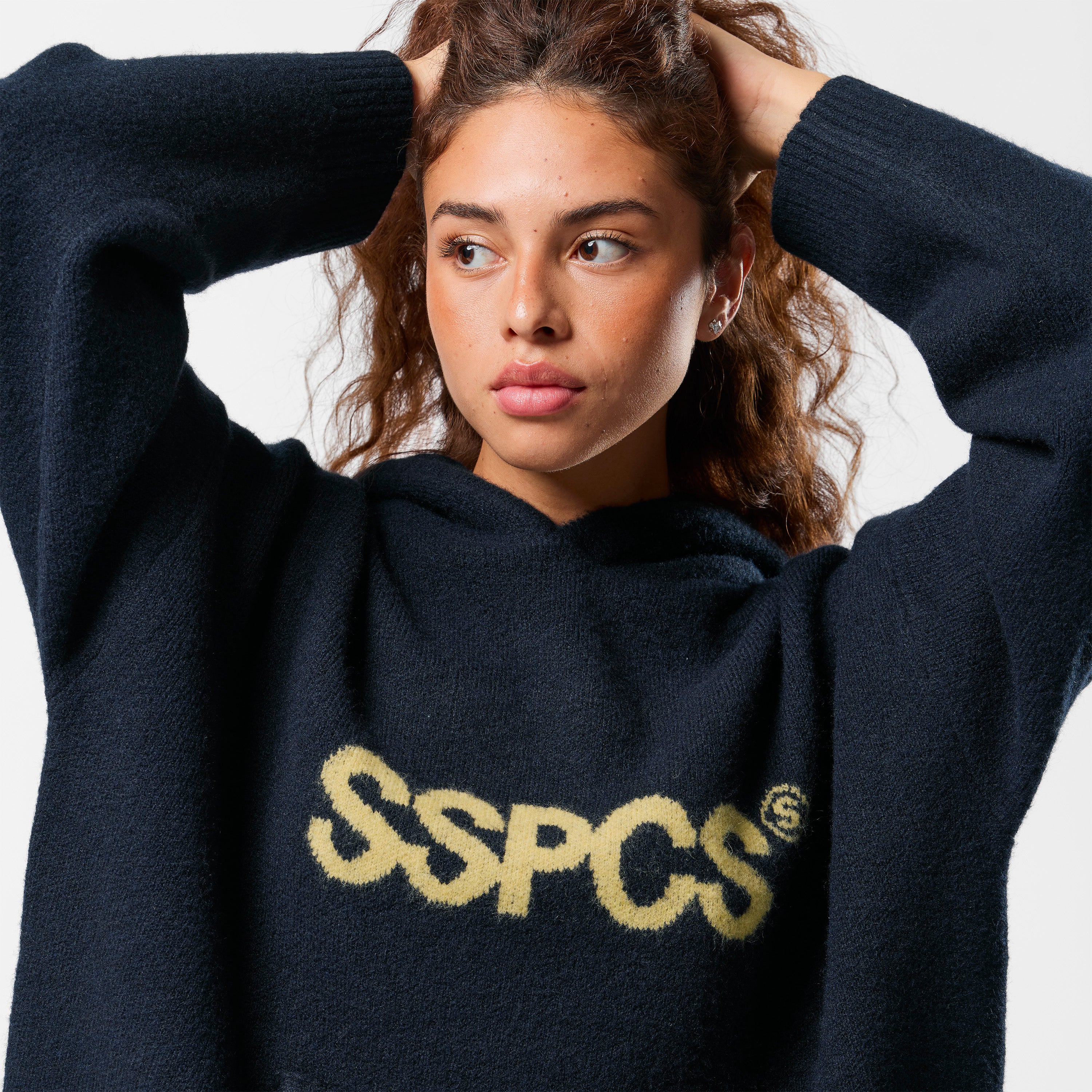 SSPCS Knitted Hoodie - Navy – Suspicious Antwerp