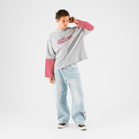 Summer Stripes / SSPCS Striped Layered Longsleeve - Ash & Red