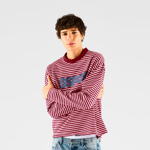 End Of Summer / SSPCS Striped Longsleeve - Dusty Pink & Red
