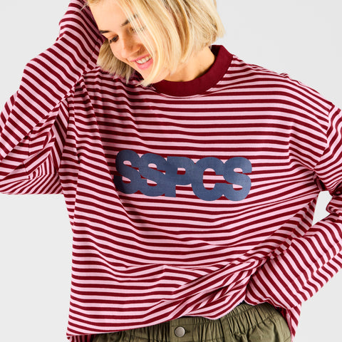 End Of Summer / SSPCS Striped Longsleeve - Dusty Pink & Red