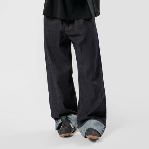 Winter2 / Selvedge Turn-Up Baggy Jeans - Indigo