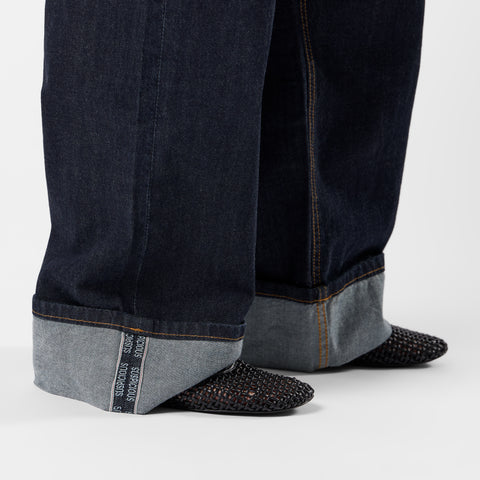 Winter2 / Selvedge Turn-Up Baggy Jeans - Indigo