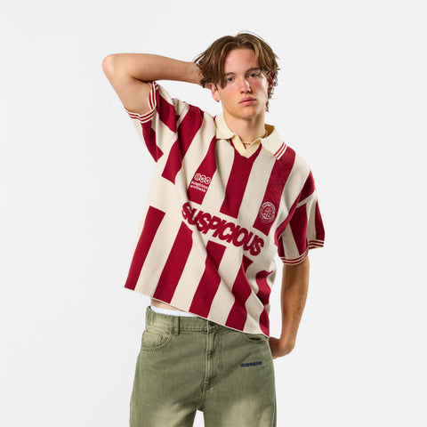 Off Season / Sideline Knitted Football Polo - Red