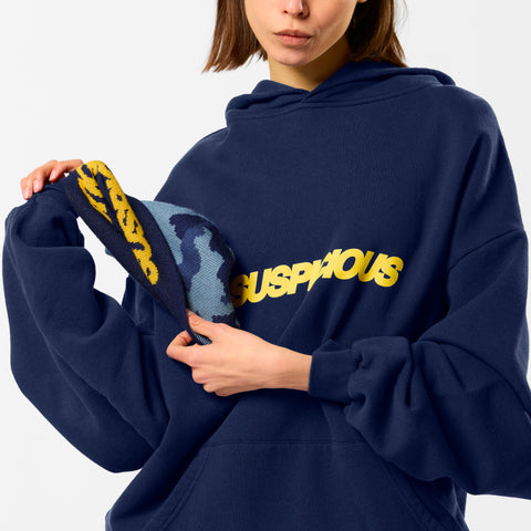 Camo / Slanted Hoodie - Deep Navy