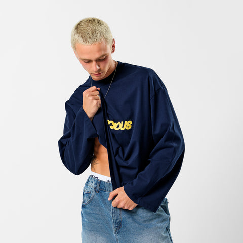 Camo / Slanted Longsleeve - Deep Navy