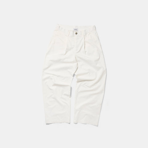 Summer Breeze / Solid Cotton Pleated Pants - Natural