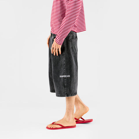 Summer Breeze / Solid Jeans Shorts - Washed Black