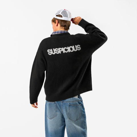 Winter 5 / Solid Knitted Cardigan - Black