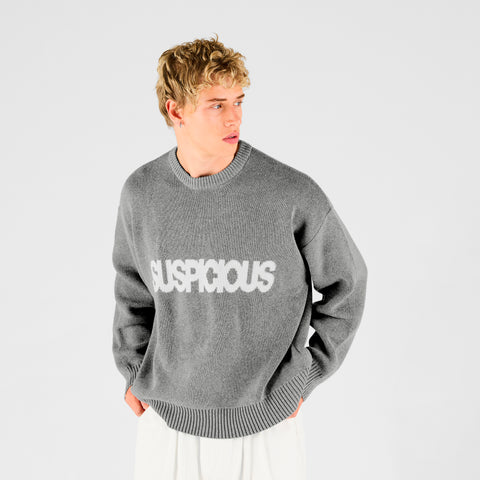 End Of Summer / Solid Knitted Crew - Grey