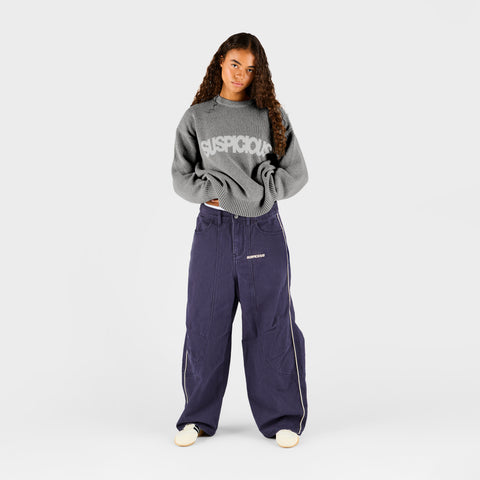 End Of Summer / Solid Knitted Crew - Grey