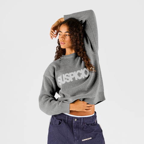 End Of Summer / Solid Knitted Crew - Grey
