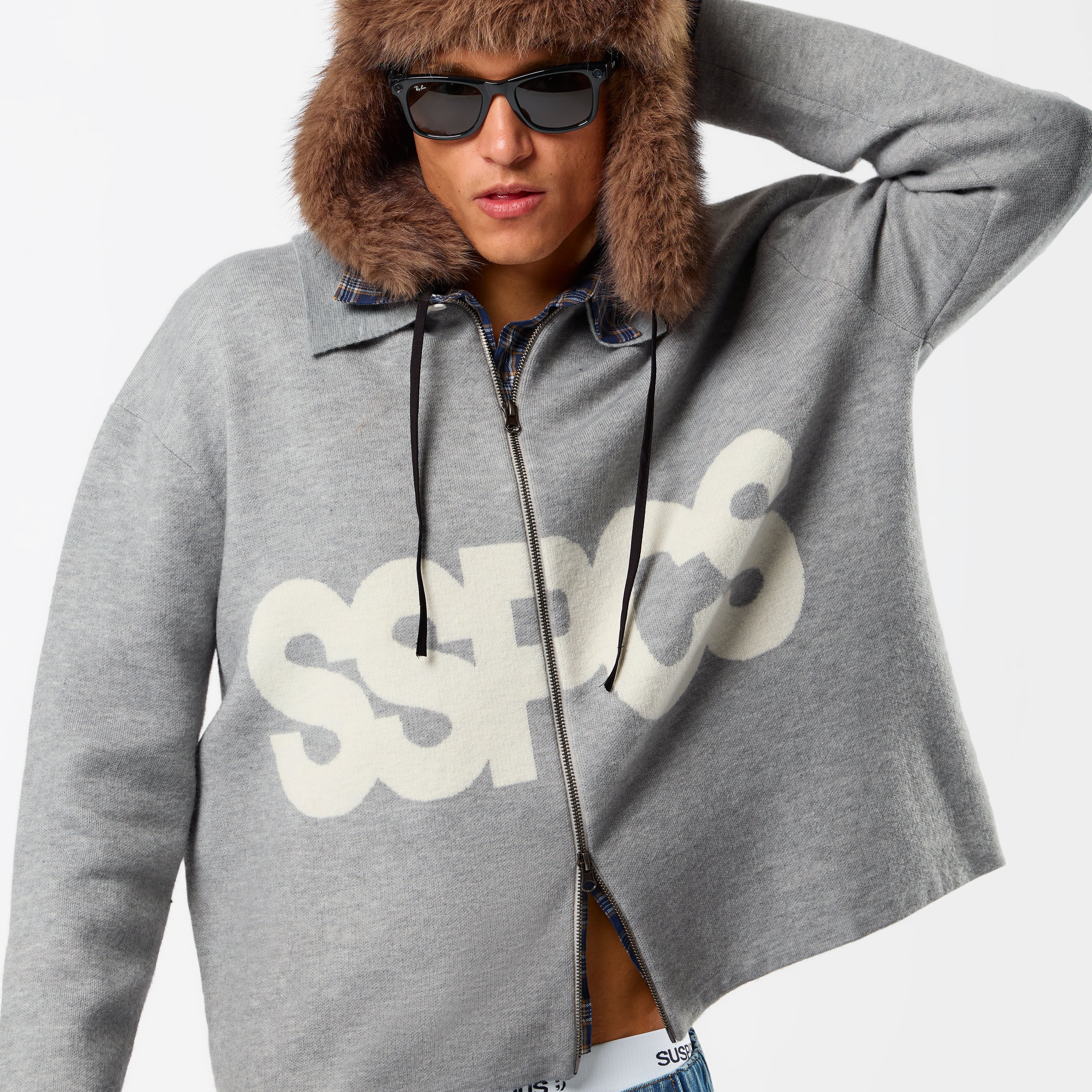 Solid Knitted Jacket - Neutral Heather – Suspicious Antwerp