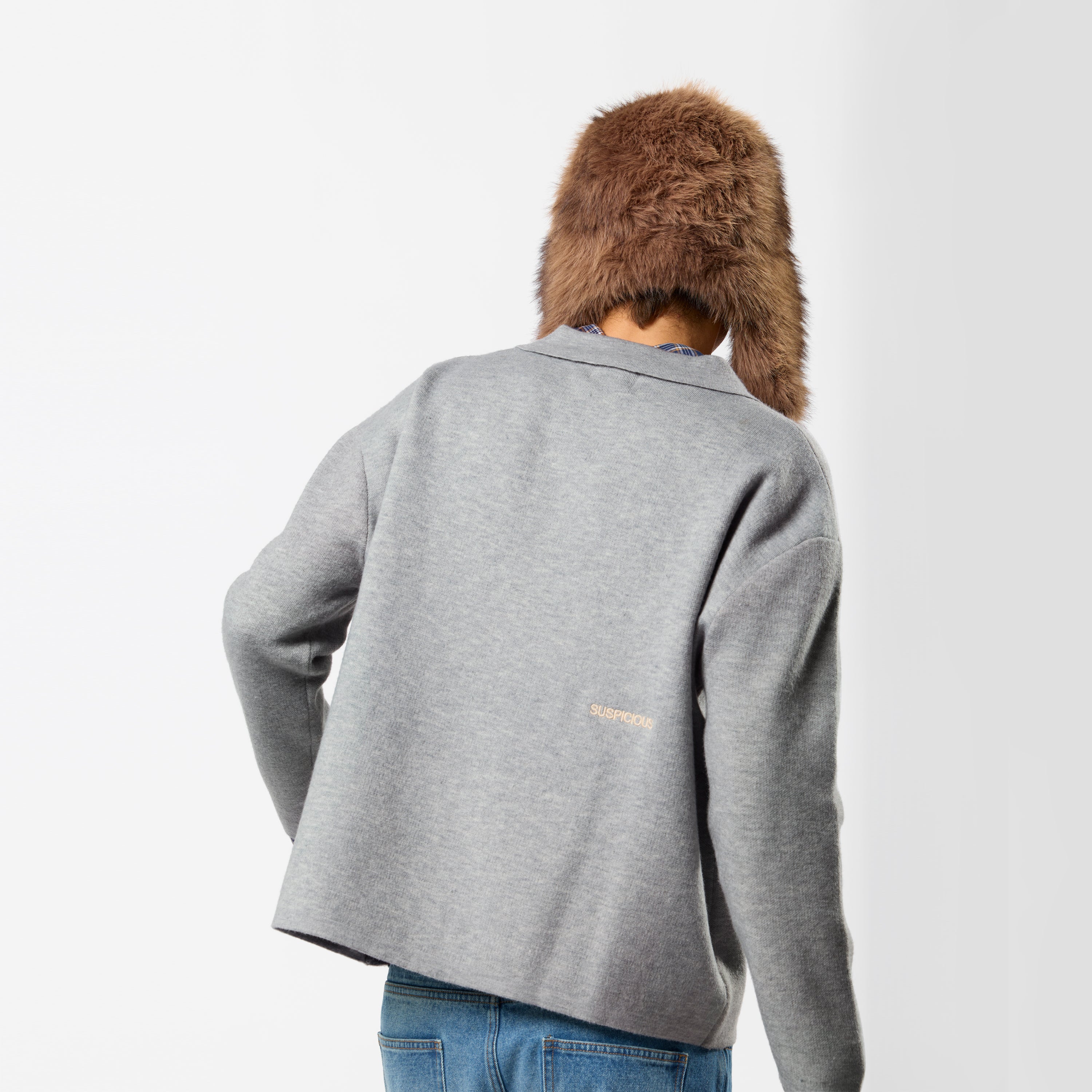 Solid Knitted Jacket - Neutral Heather – Suspicious Antwerp